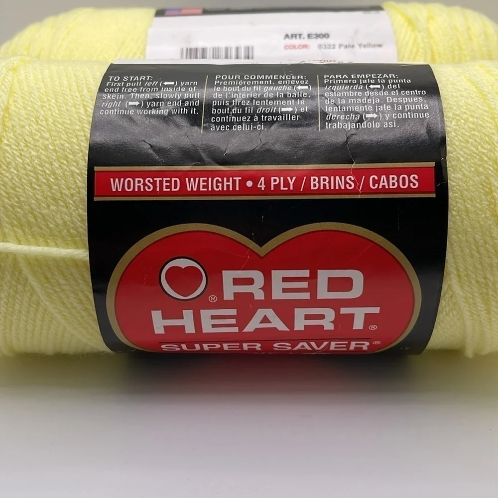 Red Heart Super Saver Yarn 8 oz Pale Yellow Lot of 2